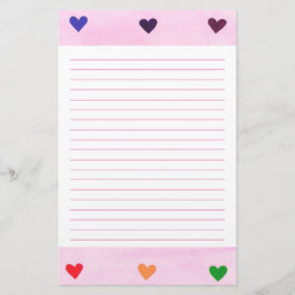 Regenbogen-Herzen zeichneten Briefpapier