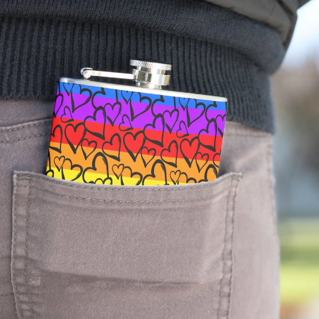 Regenbogen Herzmuster Flachmann (Beispiel)