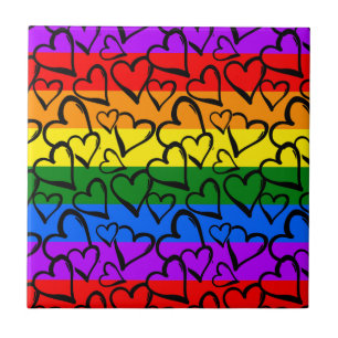 Regenbogen Herzmuster Fliese