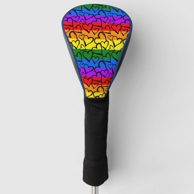 Regenbogen Herzmuster Golf Headcover (Vorderseite)