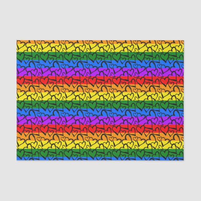 Regenbogen Herzmuster Seidenpapier (Vorderseite)