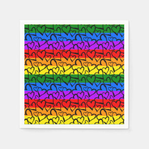 Regenbogen Herzmuster Serviette