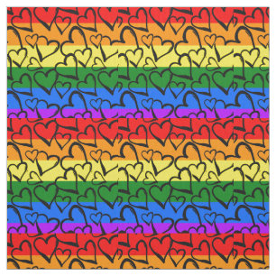Regenbogen Herzmuster Stoff
