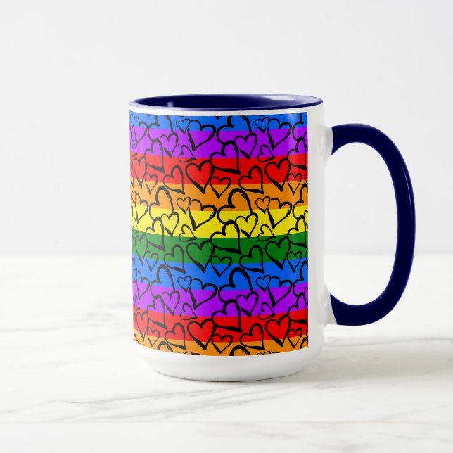 Regenbogen Herzmuster Tasse (Rechts)