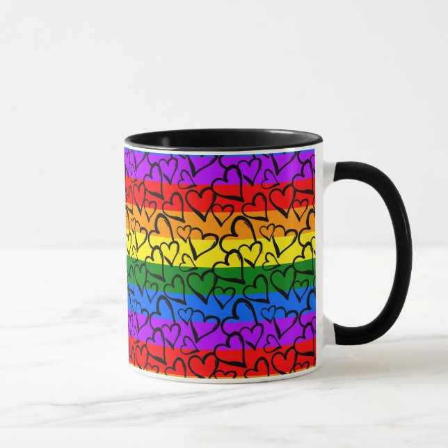 Regenbogen Herzmuster Tasse (Rechts)
