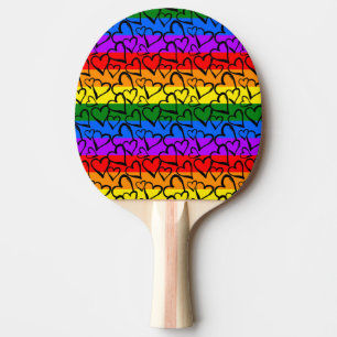 Regenbogen Herzmuster Tischtennis Schläger