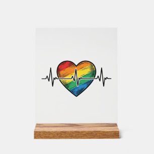 Regenbogen Herzschlag Herz Vintage Gravur Design_1 Acrylschild