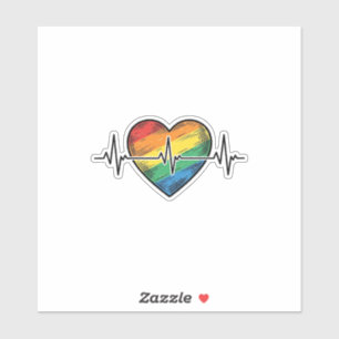 Regenbogen Herzschlag Herz Vintage Gravur Design_1 Aufkleber