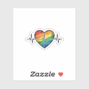 Regenbogen Herzschlag Herz Vintage Gravur Design_1 Aufkleber