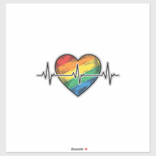 Regenbogen Herzschlag Herz Vintage Gravur Design_1 Aufkleber