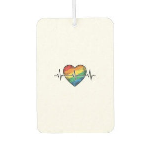 Regenbogen Herzschlag Herz Vintage Gravur Design_1 Autolufterfrischer