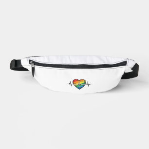 Regenbogen Herzschlag Herz Vintage Gravur Design_1 Bauchtasche