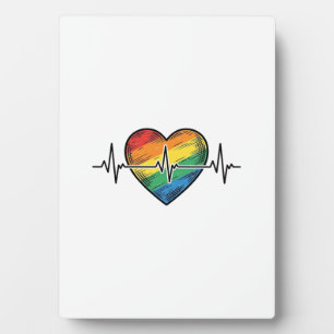 Regenbogen Herzschlag Herz Vintage Gravur Design_1 Fotoplatte