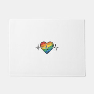 Regenbogen Herzschlag Herz Vintage Gravur Design_1 Fußmatte