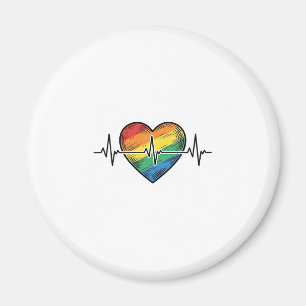 Regenbogen Herzschlag Herz Vintage Gravur Design_1 Magnet