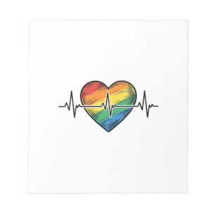 Regenbogen Herzschlag Herz Vintage Gravur Design_1 Notizblock