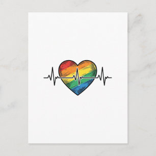 Regenbogen Herzschlag Herz Vintage Gravur Design_1 Postkarte