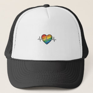Regenbogen Herzschlag Herz Vintage Gravur Design_1 Truckerkappe