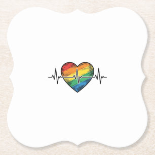 Regenbogen Herzschlag Herz Vintage Gravur Design_1 Untersetzer
