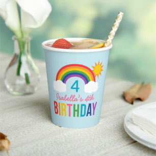 Regenbogen-Himmel Mädchen Geburtstagsparty Blaue T Pappbecher