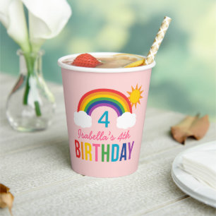Regenbogen-Himmel Mädchen Geburtstagsparty Rosa Ta Pappbecher