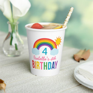 Regenbogen-Himmel Mädchen Geburtstagsparty Weiße T Pappbecher