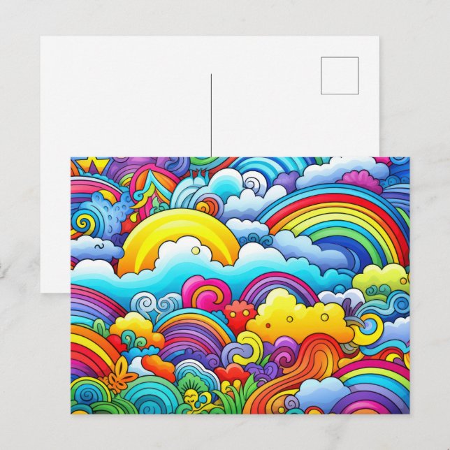 Regenbogen-Hintergründe Postkarte (Vorne/Hinten)