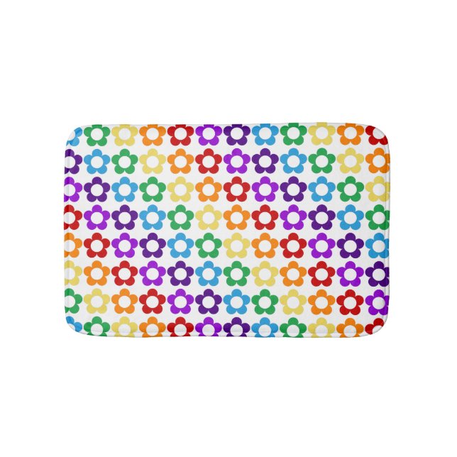 Regenbogen-Hippie-Blumenmuster Badematte (Vorderseite)
