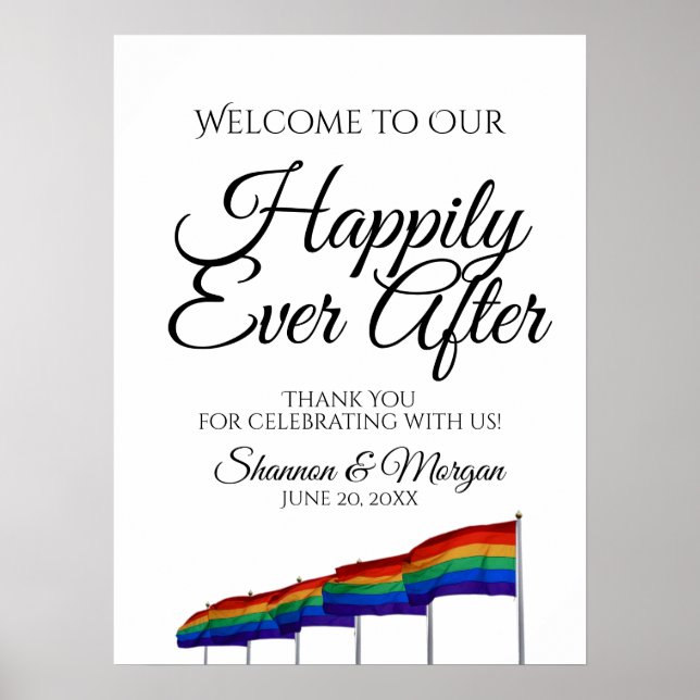 Regenbogen-Hochzeits-Willkommensschild Stolz Gay Poster (Vorne)