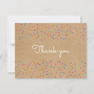 Regenbogen-Hochzeitskonfetti Rustikal Kraft Schrif Dankeskarte