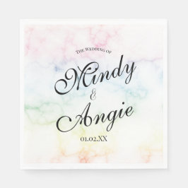 Regenbogen-Hochzeitsskript aus Marmor Gay Serviette