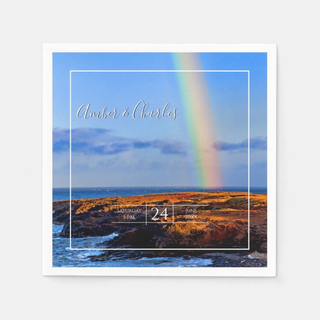 Regenbogen, Hoffnung und Glück, Hochzeit Serviette (Vorderseite)