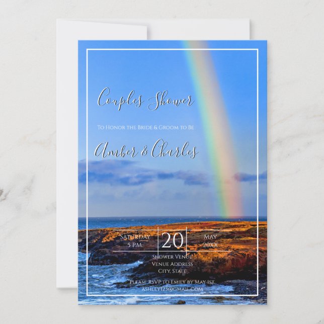 Regenbogen, Hoffnung und Glück, Hochzeitsdusche Einladung (Vorderseite)