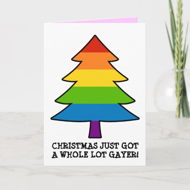 Regenbogen-homosexueller Weihnachtsbaum Feiertagskarte (Vorderseite)