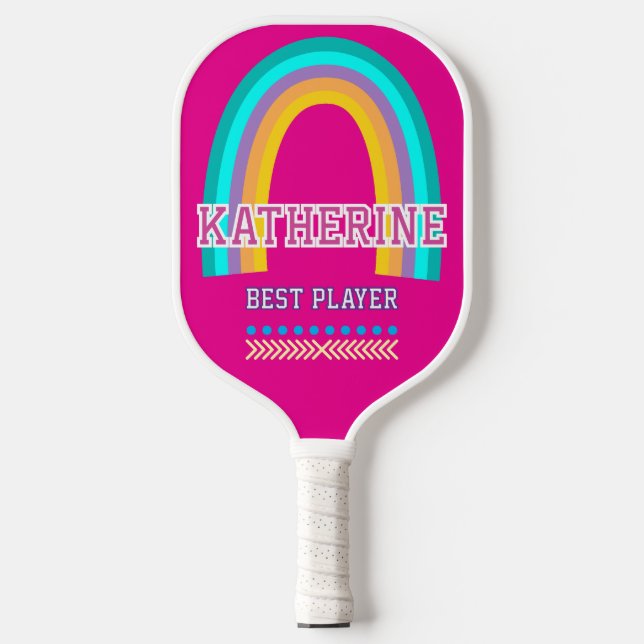 Regenbogen Hot Pink Pickleball Schläger (Vorderseite)