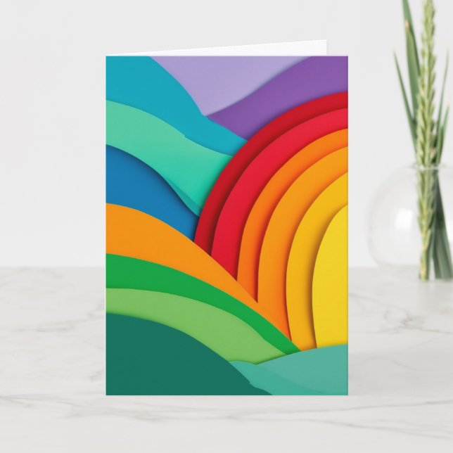 Regenbogen-Hügel-Papiercollage Karte (Vorderseite)