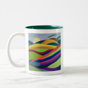 Regenbogen-Hügellandschaft Zweifarbige Tasse