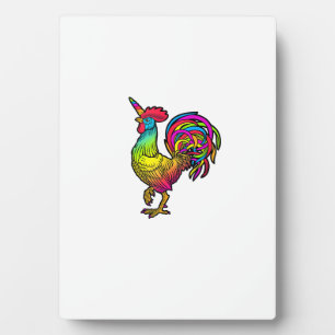 Regenbogen-Huhn-Einhorn-Hahn-Lustiges-Tierbild Fotoplatte