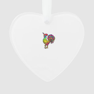 Regenbogen-Huhn-Einhorn-Hahn-Lustiges-Tierbild Ornament