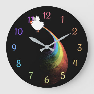 Regenbogen-Huhn-Furz-Uhr Große Wanduhr
