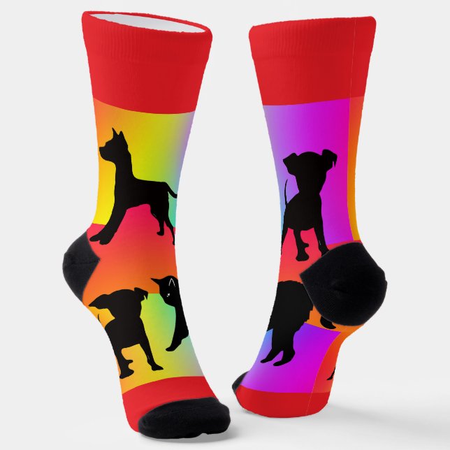 Regenbogen Hunde Und Katzen  Socken (Gewinkelt)
