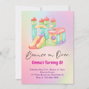 Regenbogen-Hüpfburg-Party-Einladung Einladung