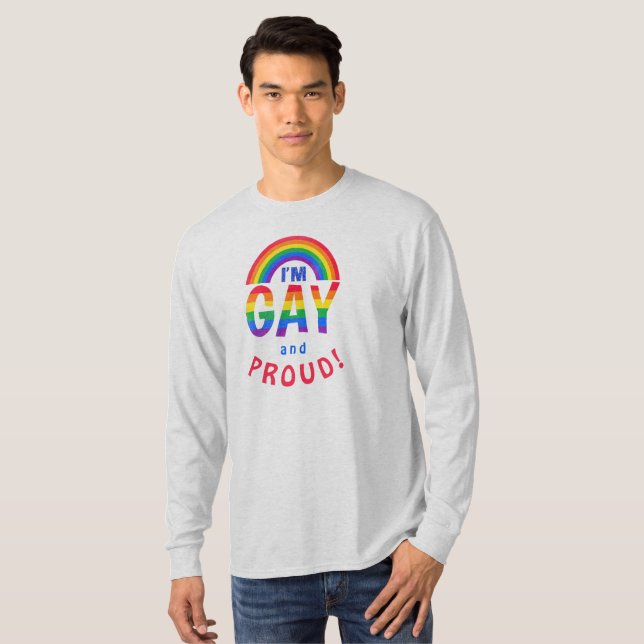 Regenbogen Ich bin schwul und stolz! LGBTQ T-Shirt (Vorne ganz)