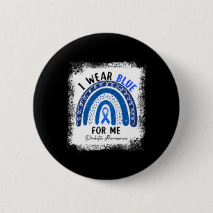Regenbogen Ich trage blaues Band für Me T1d Diabet Button