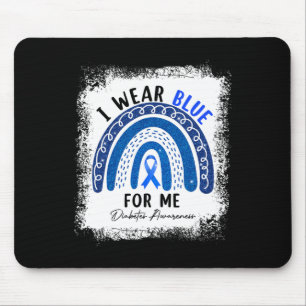 Regenbogen Ich trage blaues Band für Me T1D Diabet Mousepad
