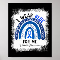Regenbogen Ich trage blaues Band für Me T1d Diabet