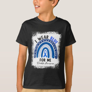 Regenbogen Ich trage blaues Band für Me T1d Diabet T-Shirt