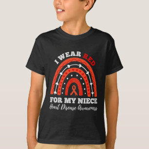 Regenbogen ich trage Rot wegen meiner Nichte Herze T-Shirt