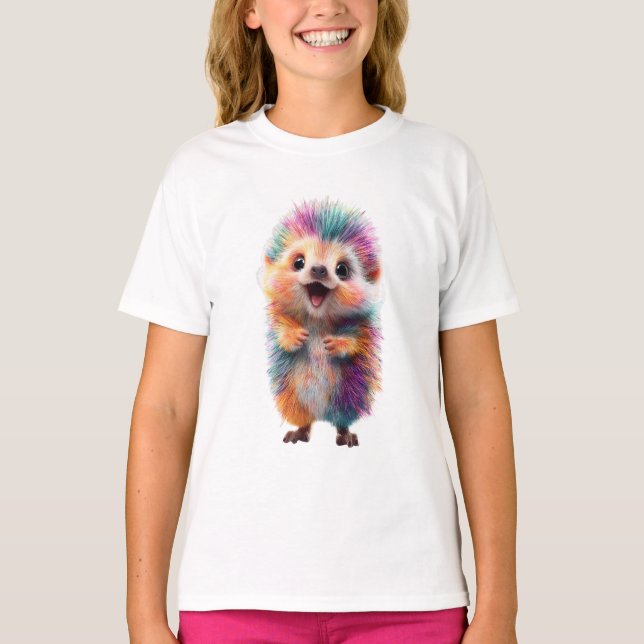 Regenbogen-Igel Glückliches Tier Kinder T-Shirt (Vorderseite)