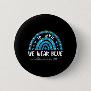 Regenbogen im April tragen wir blaues Autismus-Bew Button